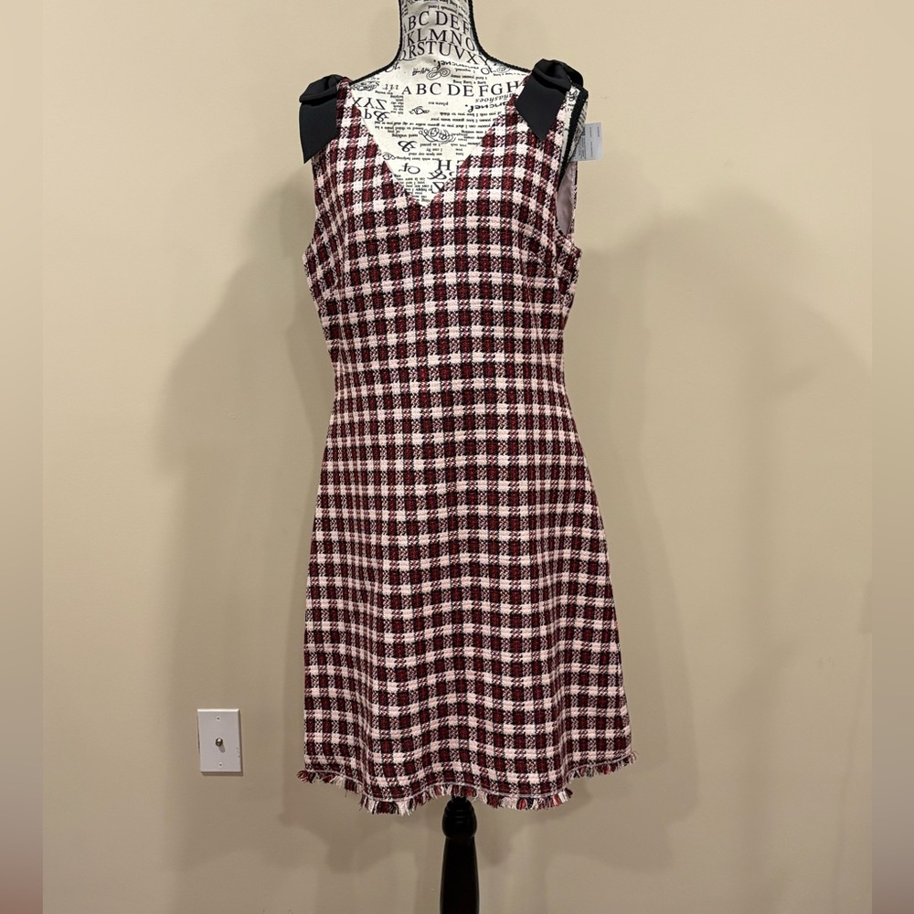 Kate Spade Tweed Dress With Black Bows NWT
